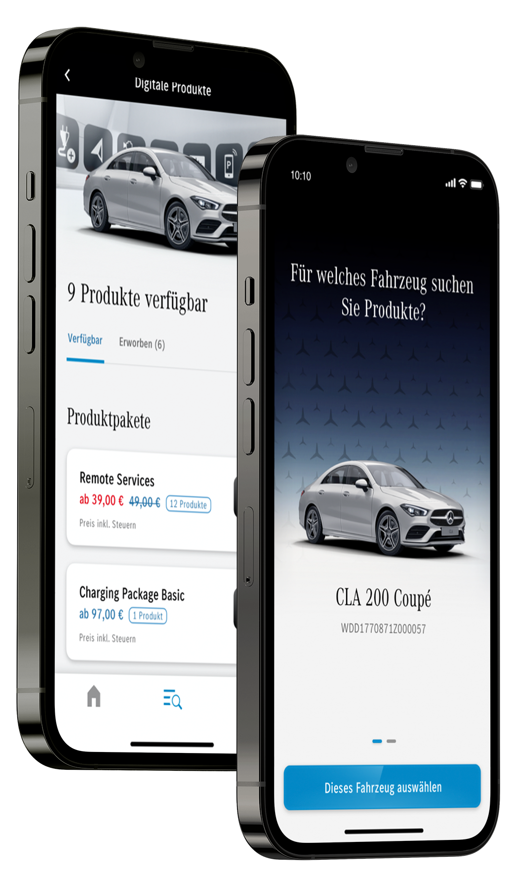 Mercedes me Store App für digitale Produkte, die auf Mercedes-Nutzer angepasst sind