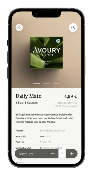 Bestellvorgang aus der Avoury Companion App