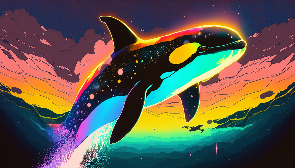 RAINBOW-ORCA OLAF in Regenbogenfarben
